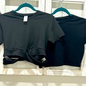 Bundle Of 2 Black crop tops Crew Necks Short Sleeves Different Brands Size Large